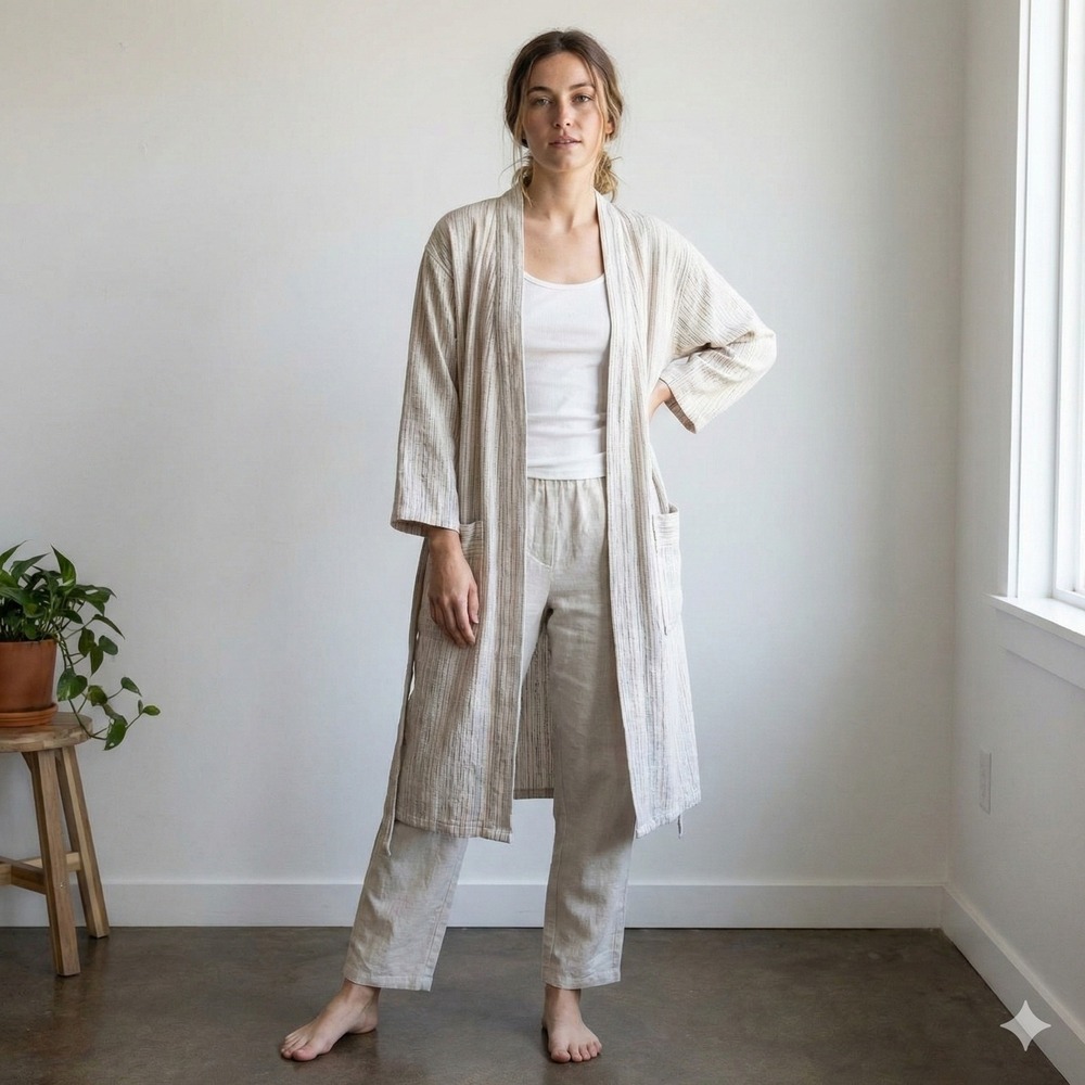 Lightweight Cream Women's Robe - Modern Relaxed Fit